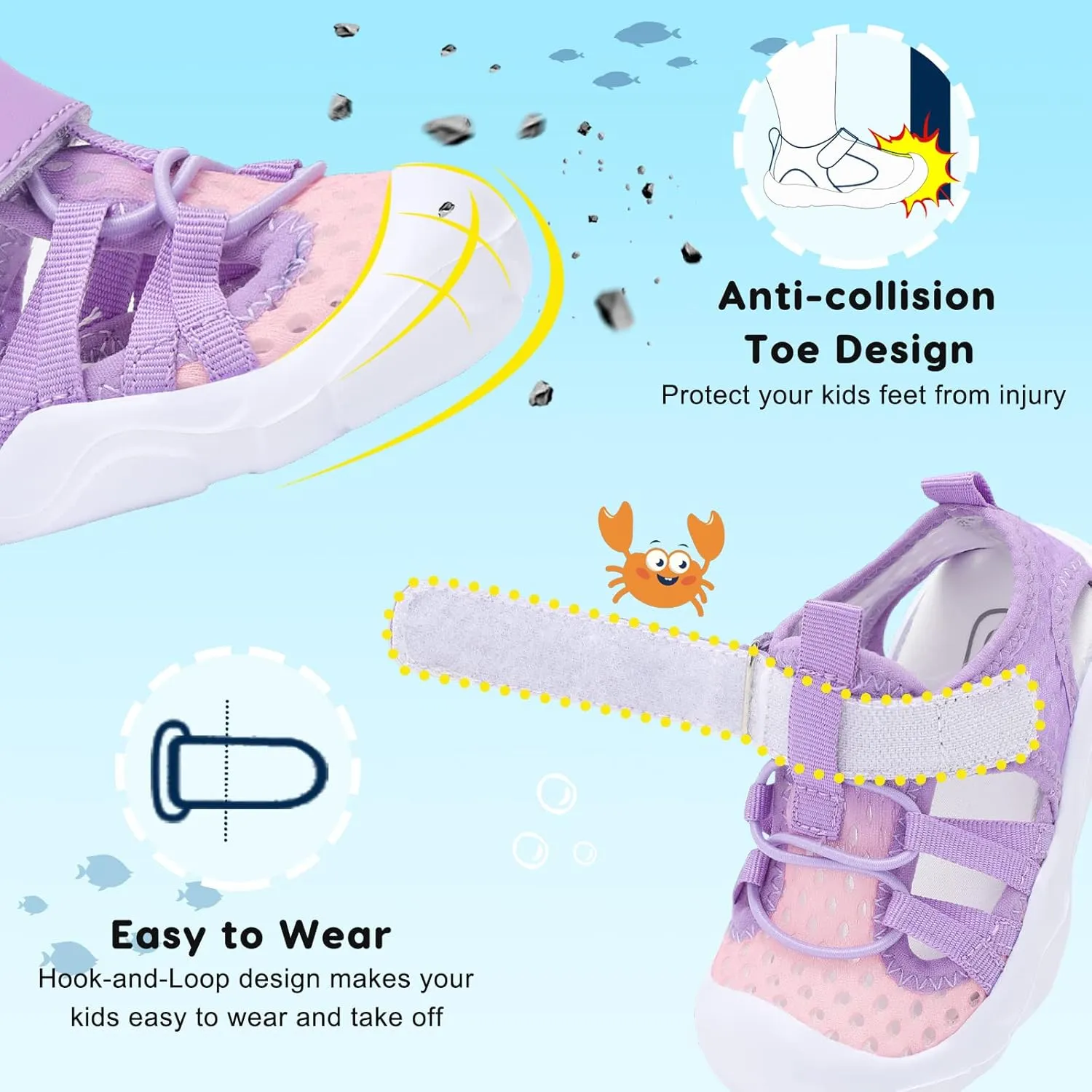 JOINFREE Toddler Boys Girls Water Shoes Breathable Qucik Dry Sport Beach Sandals Lightweight Barefoot Flexible