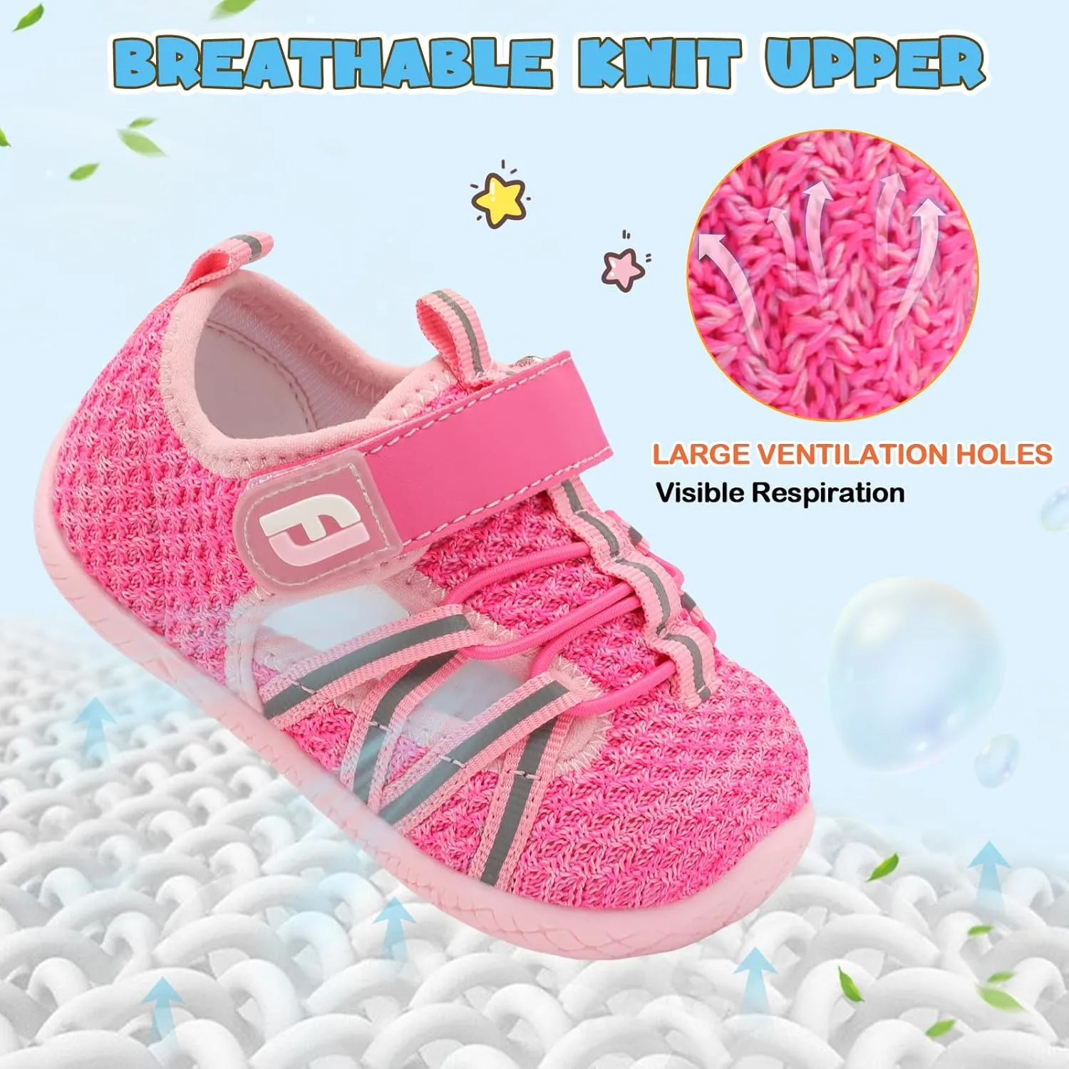 JOINFREE Toddler Sandals Boys Girls Breathable Closed Toe Water Beach Sandals Kids Wide Barefoot Summer Water Shoes Baby Walking Sneakers