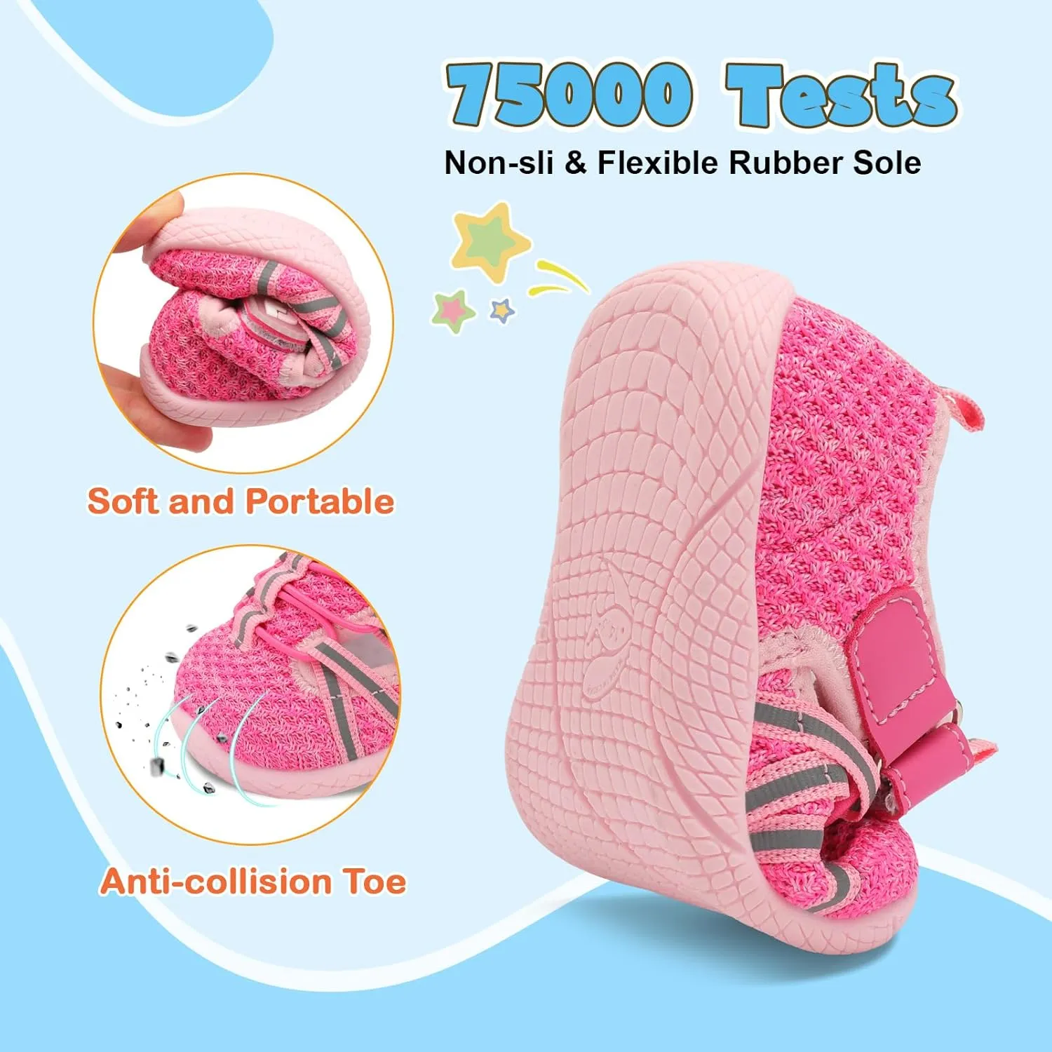 JOINFREE Toddler Sandals Boys Girls Breathable Closed Toe Water Beach Sandals Kids Wide Barefoot Summer Water Shoes Baby Walking Sneakers