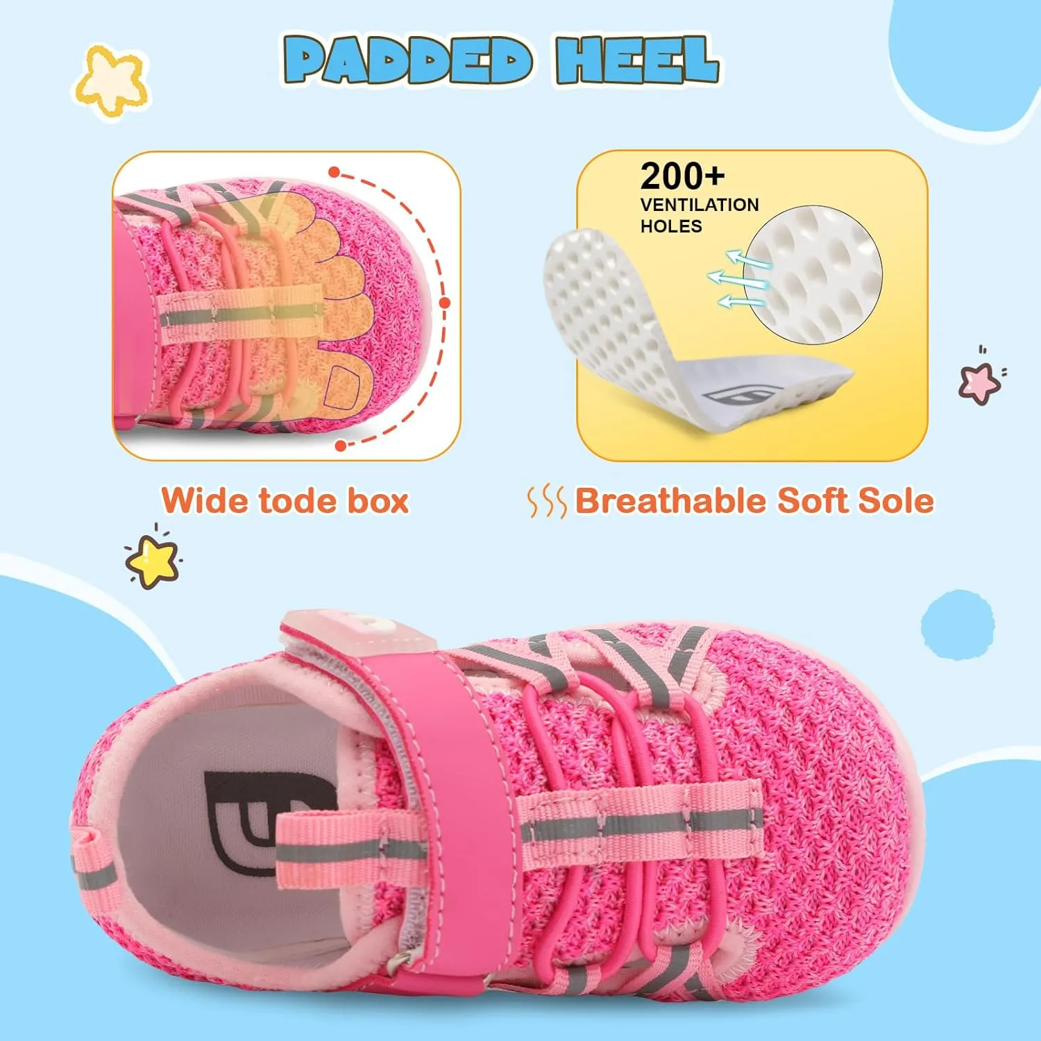 JOINFREE Toddler Sandals Boys Girls Breathable Closed Toe Water Beach Sandals Kids Wide Barefoot Summer Water Shoes Baby Walking Sneakers