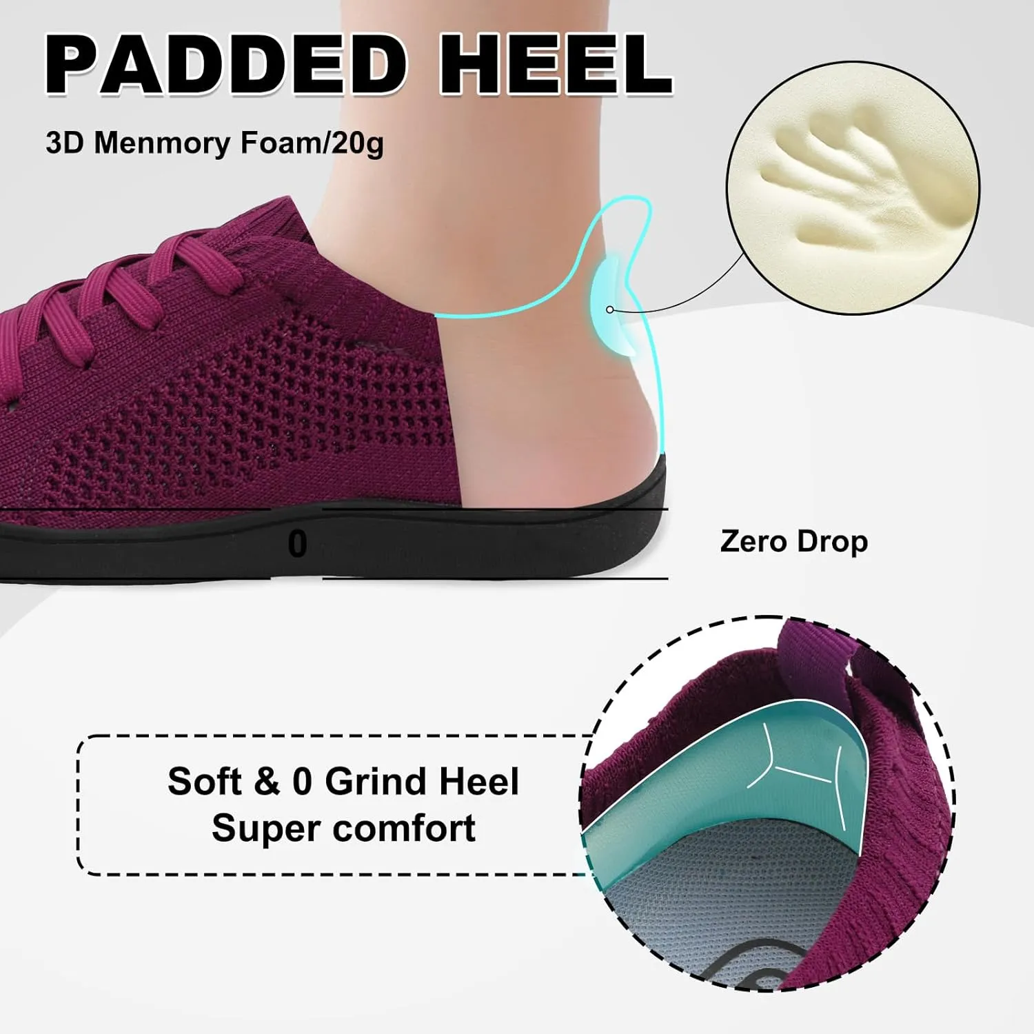 JOINFREE Women's Minimalist Walking Shoes Wide Toe Barefoot Shoes Zero Drop Casual Sneakers Breathable Slip On Tennis Shoes
