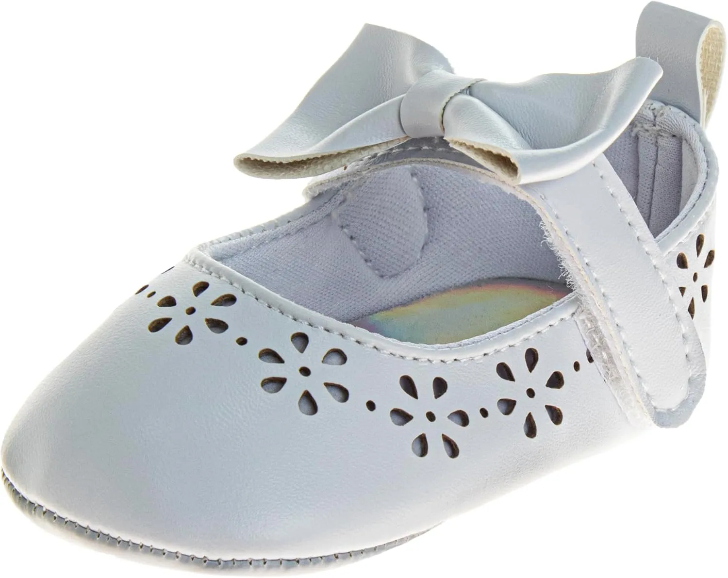 Josmo Baby Girl Dress Shoes Soft Sole Flats Crib Shoes Bowknot & Floral Design for Newborn & First Walker Sandals Size 2-4 Infant