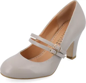 Journee Collection Womens Wendy Mary Jane Pumps Closed Round Toe Double Buckle Strap Chunky Block Heel