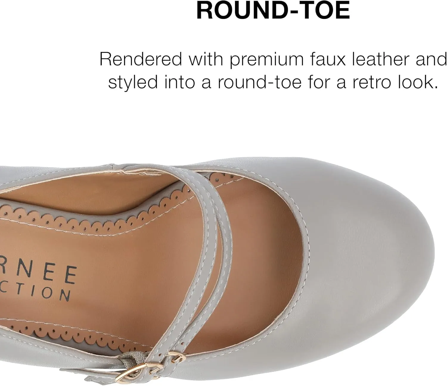 Journee Collection Womens Wendy Mary Jane Pumps Closed Round Toe Double Buckle Strap Chunky Block Heel