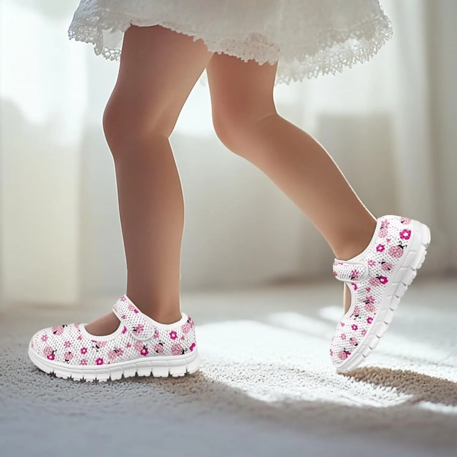 JoyLamoria Floral Ladybug Toddler Mary Jane Shoes - Little Girl Elegant Ballet Flats Perfect for Parties & School Events Fashion Ladybug Dress Shoes