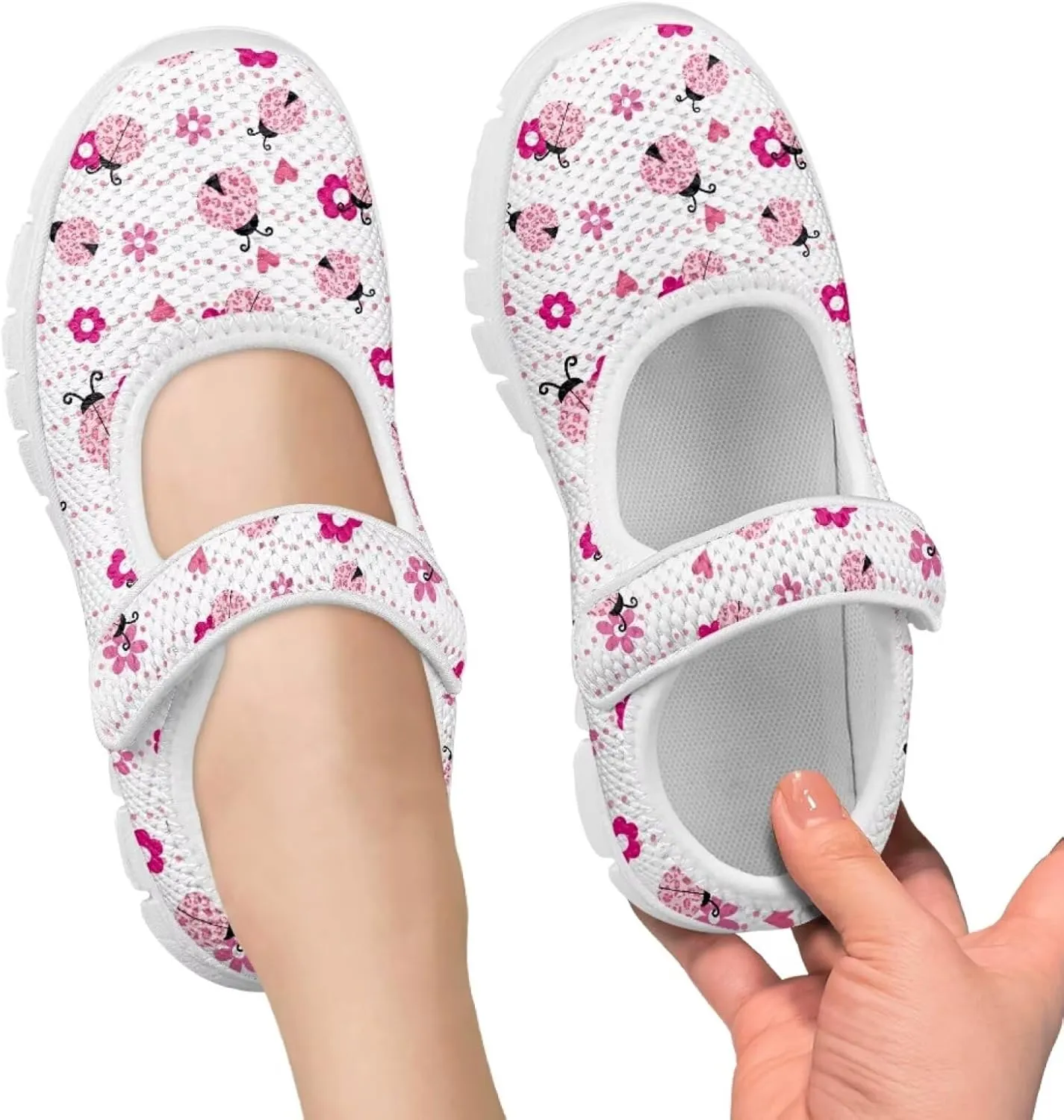JoyLamoria Floral Ladybug Toddler Mary Jane Shoes - Little Girl Elegant Ballet Flats Perfect for Parties & School Events Fashion Ladybug Dress Shoes