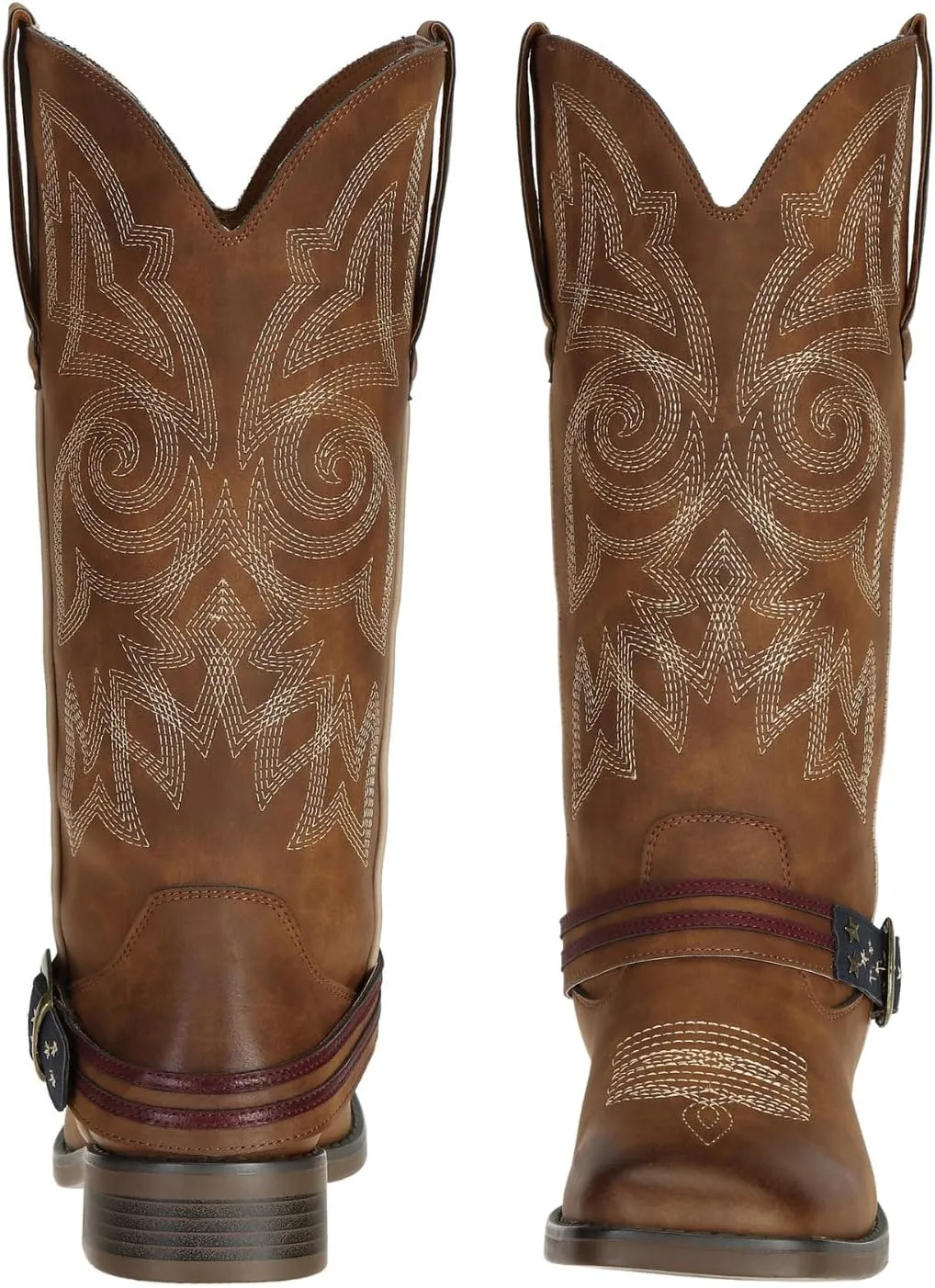 J's.o.l.e Women's Fashion Wide Square Toe Western Cowgirl Cowboy Boots Mid Calf