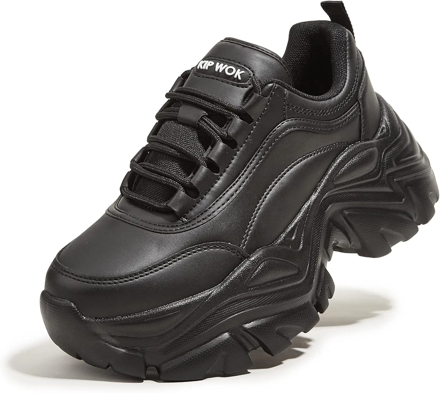 K KIP WOK Chunky Sneakers for Women Fashion Platform White Leather Casual Dad Shoes Comfortable Wedge Walking Sport Sneakers