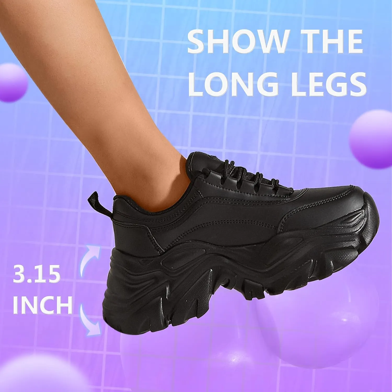K KIP WOK Chunky Sneakers for Women Fashion Platform White Leather Casual Dad Shoes Comfortable Wedge Walking Sport Sneakers
