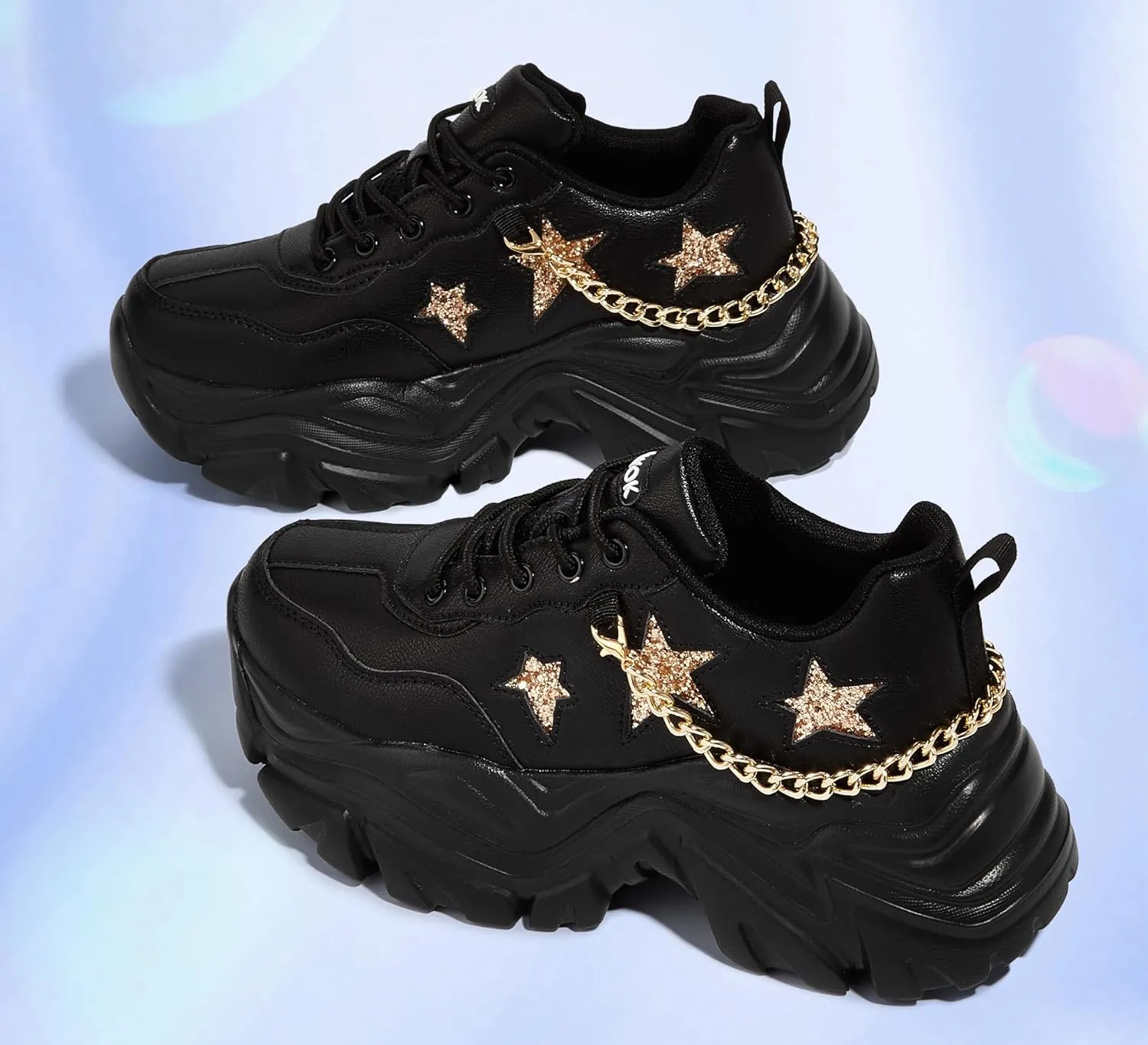 K KIP WOK Chunky Sneakers for Women Fashion Platform White Leather Casual Dad Shoes Comfortable Wedge Walking Sport Sneakers