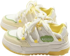 Kawaii Ice Cream-Inspired Trendy Ins Style Chunky Heel Sneakers for Women - Korean Exclusive Casual Shoes in Wine Red, Pink Beige & Cream | Ideal for Student Travel & Instagram Photos