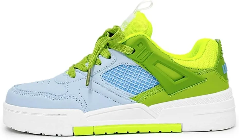 Kawaii K-Pop Academy Breathable Sneakers - Ice-Cream-Inspired Green & Blue Color Block | Cute Manga Style & Height-Boosting Chunky Sole, Korean Ins Trend for Women, Ideal for Casual Outfits