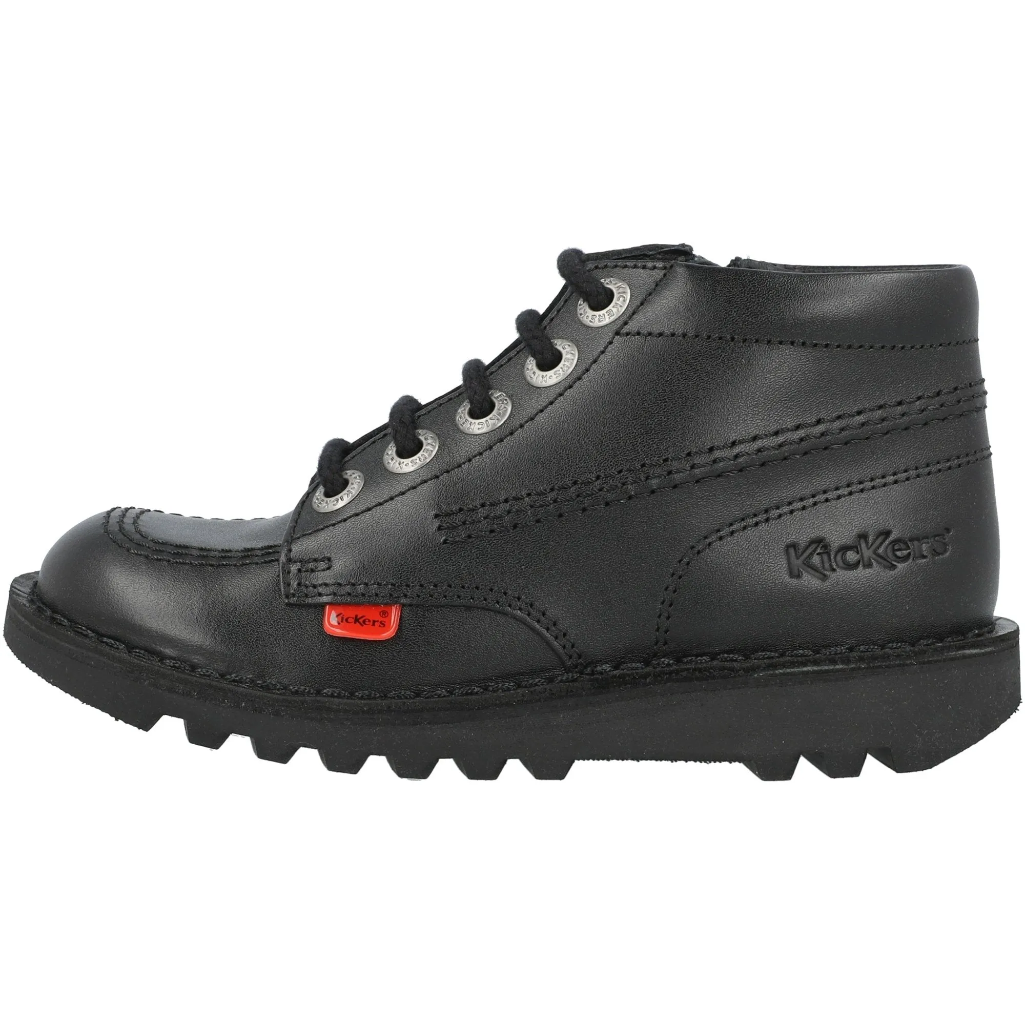 Kickers Kick Hi Zip Black Leather Boots for Kids