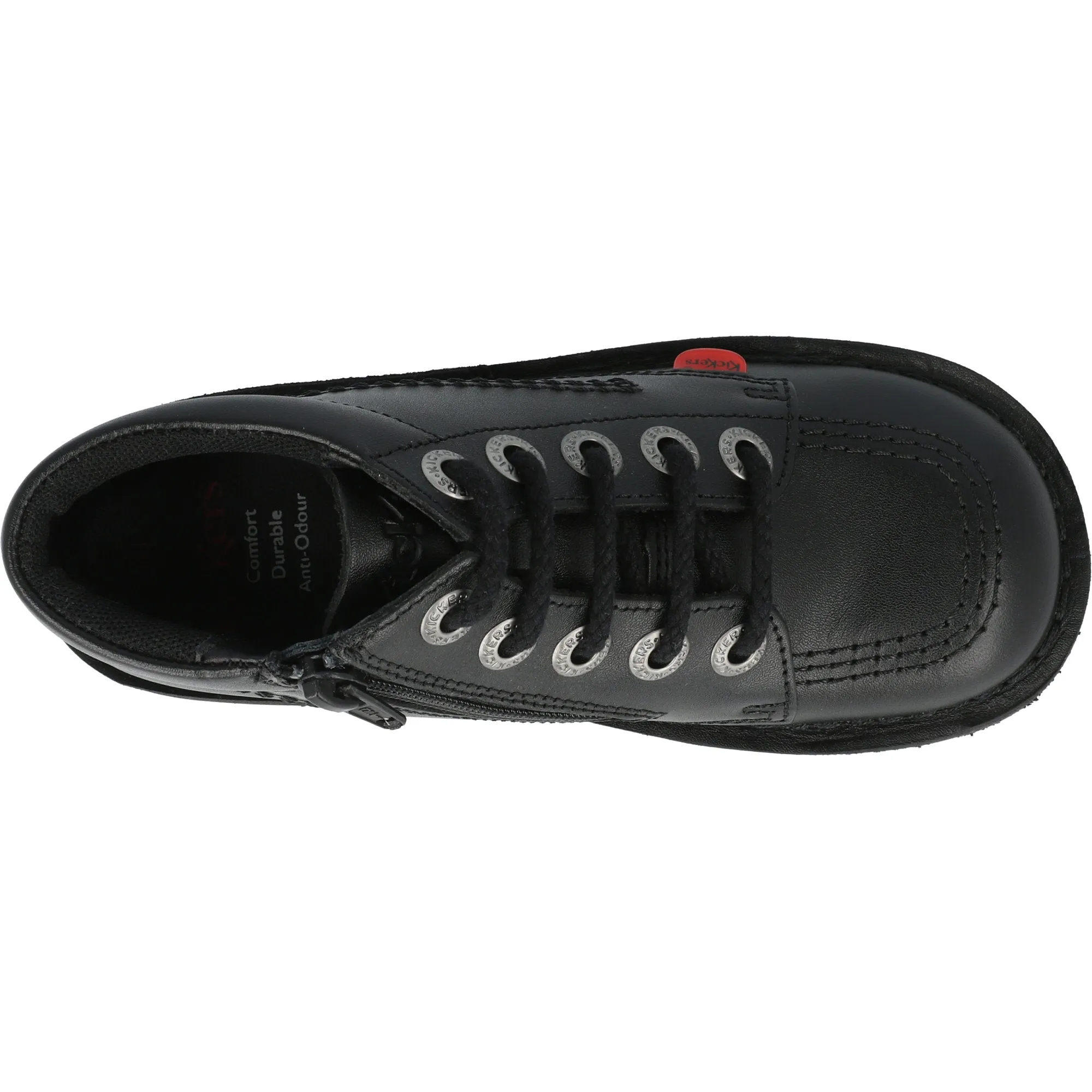Kickers Kick Hi Zip Black Leather Boots for Kids