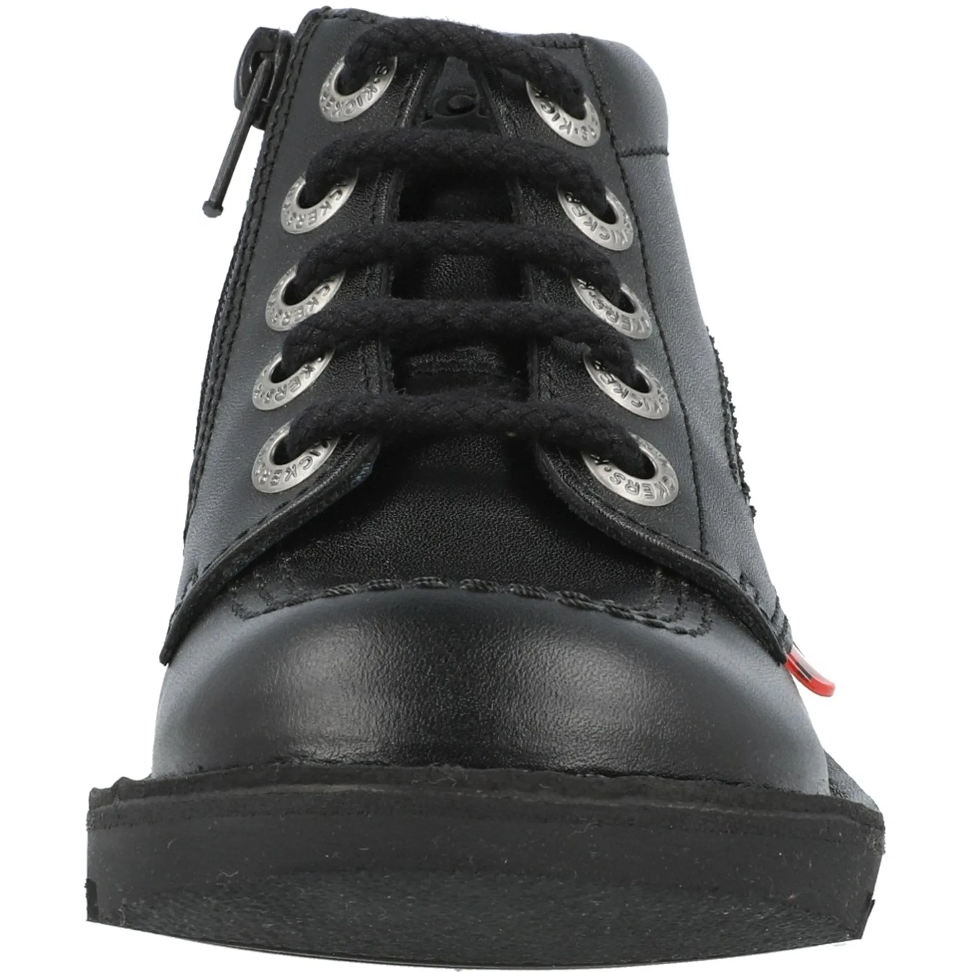 Kickers Kick Hi Zip Black Leather Boots for Kids