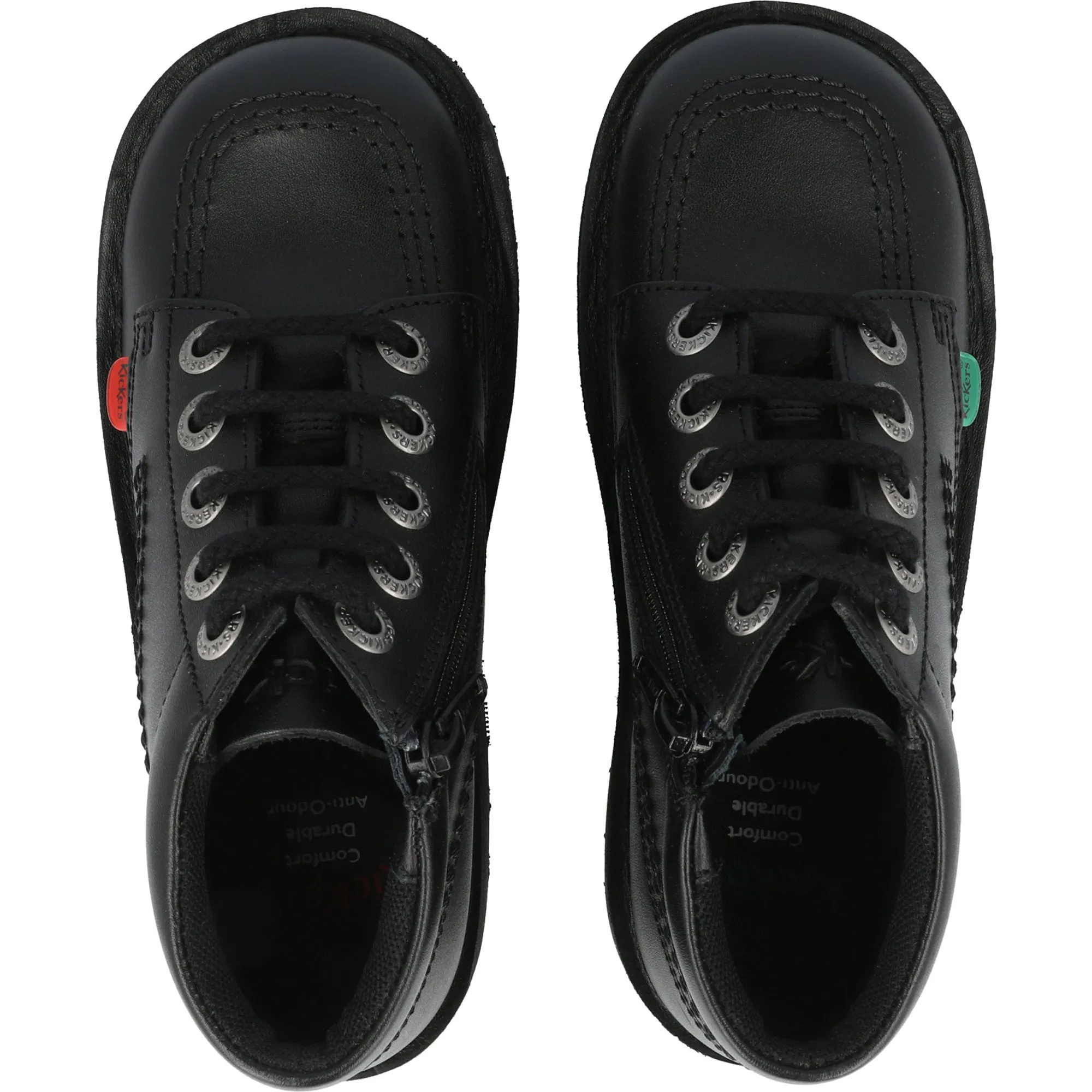 Kickers Kick Hi Zip Black Leather Boots for Kids
