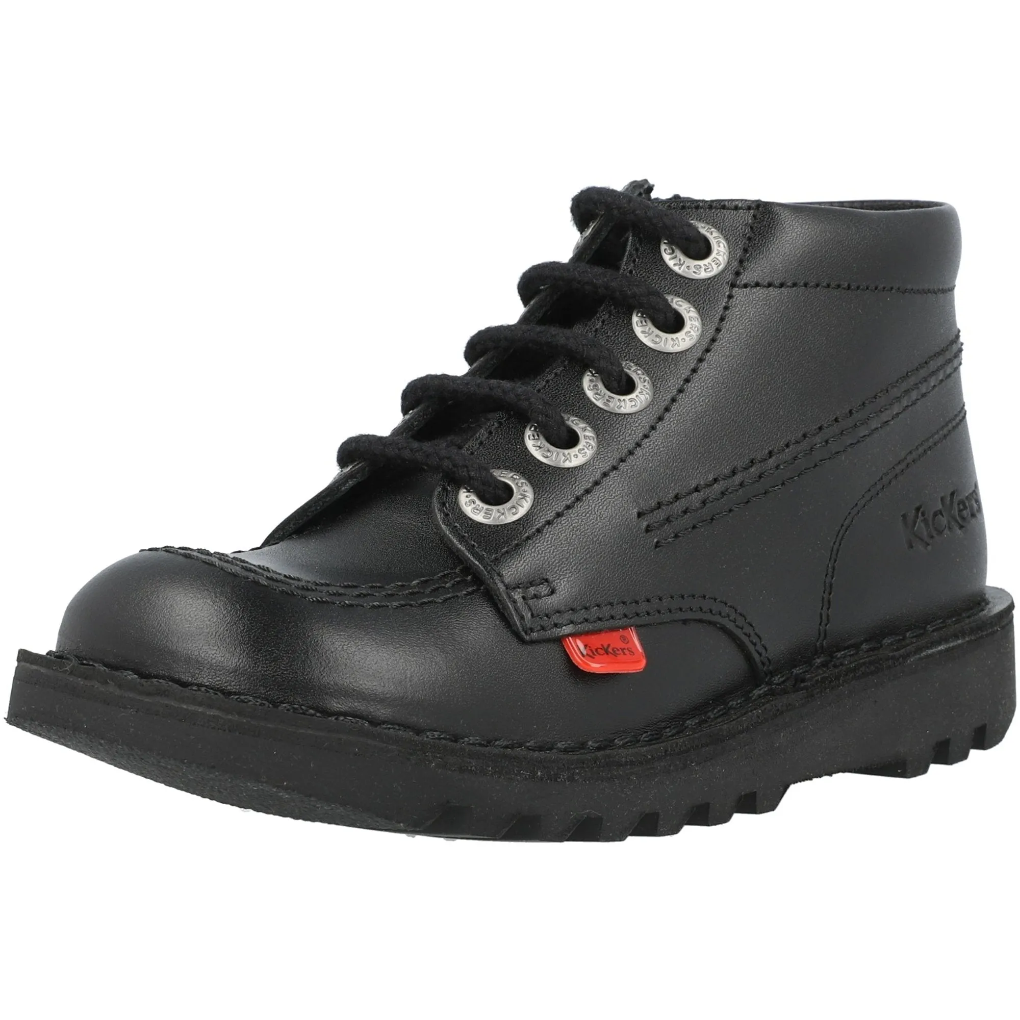 Kickers Kick Hi Zip Black Leather Boots for Kids