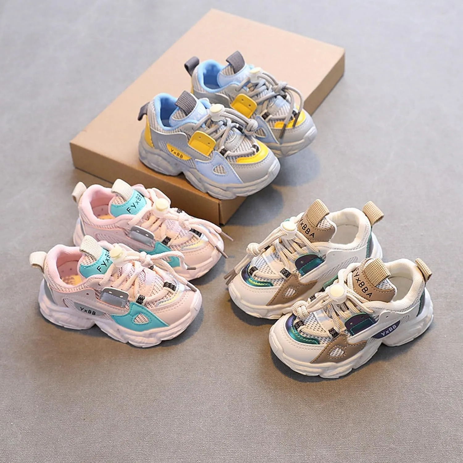Kids Unisex Sneakers Lace-Up Tennis Shoes for Boys and Girls Running Walking Shoes Chunky Athletic Casual Sneakers