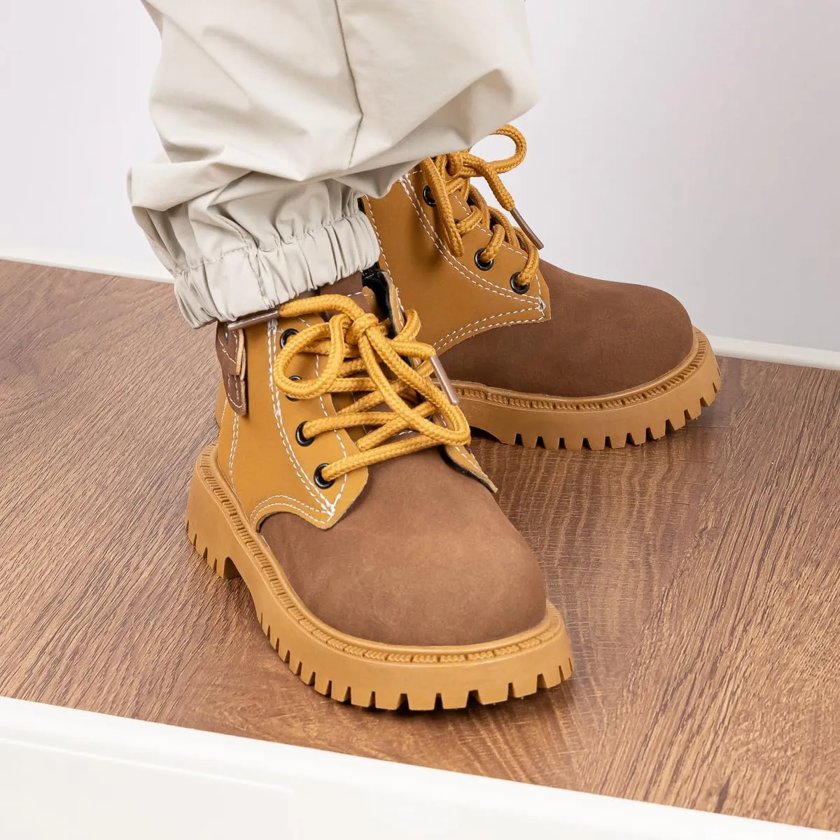 KIDSUN Toddler Boys Girls Boots Kids Work Boots Winter Snow Boots Lace Up Hiking Outdoor Boots (Toddler/little Kid)