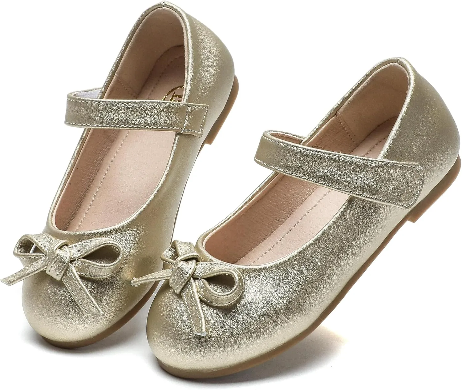 kkdom Girl's Dress Shoes Cute Bow Mary Jane Ballet Flats School Shoes for Toddler/Little Kid/Big Kid