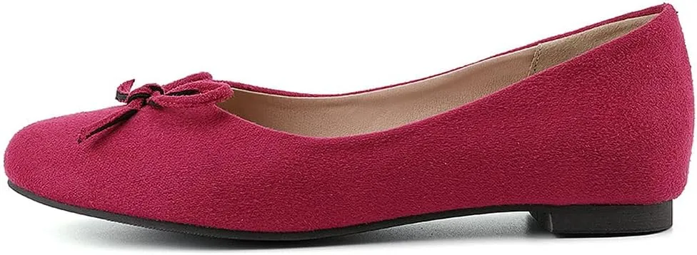 KOKOMOMO Womens Bow Round Toe Ballet Flats Slip On Ballerina Shoes