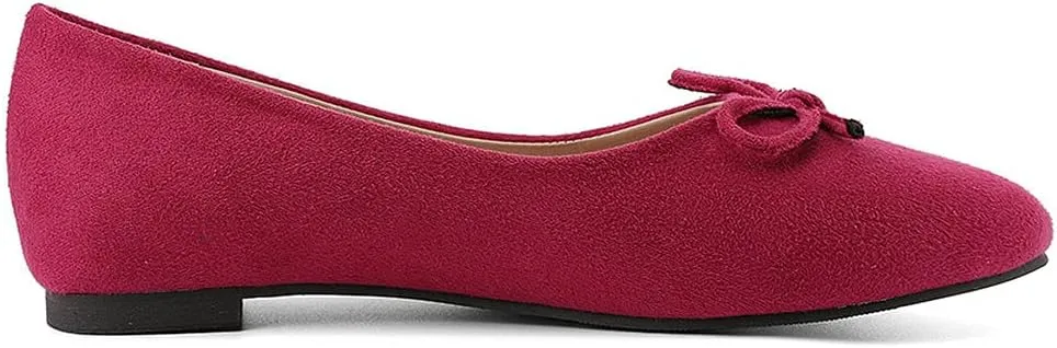 KOKOMOMO Womens Bow Round Toe Ballet Flats Slip On Ballerina Shoes