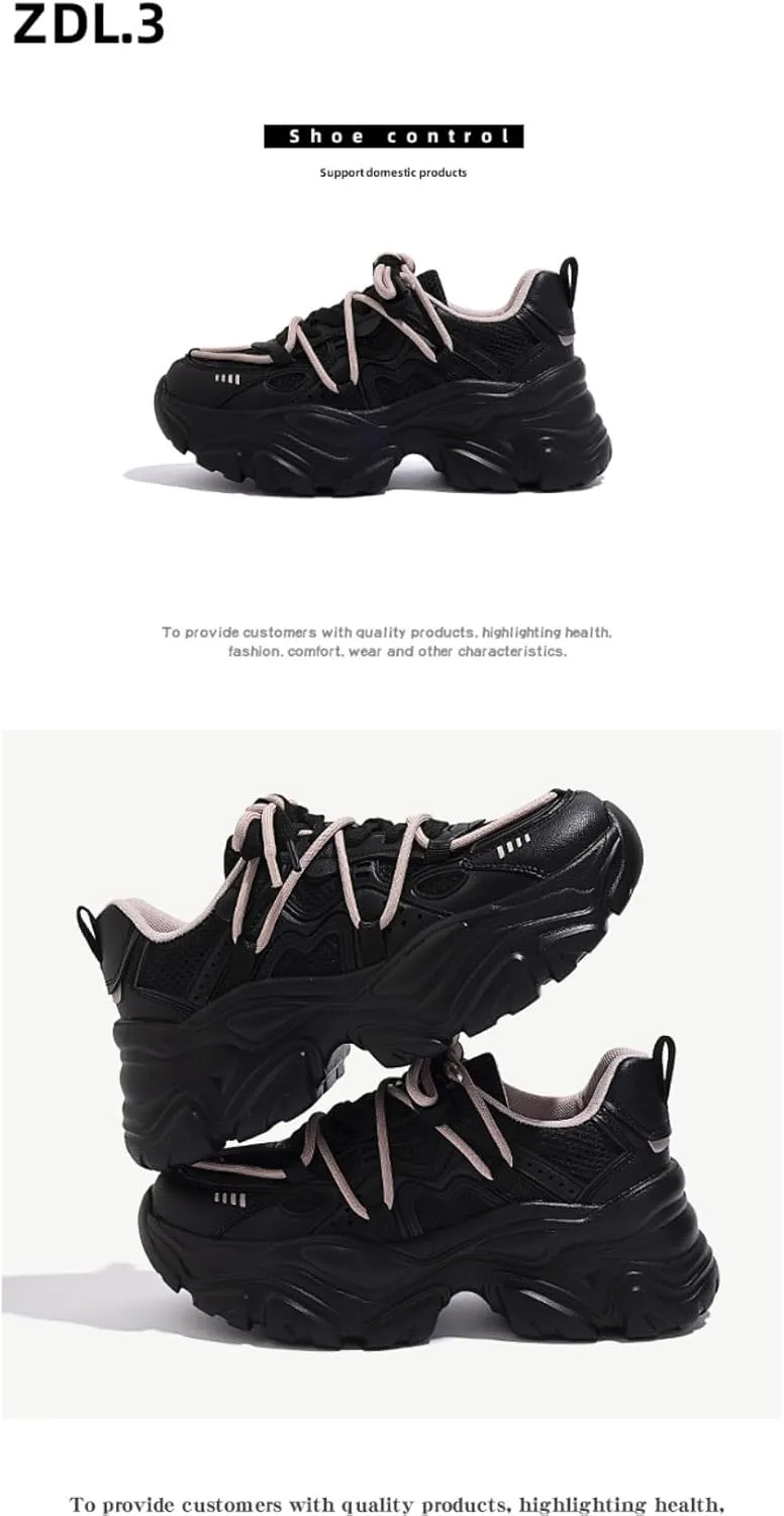 Korean Chunky Sneakers, Kawaii Academy Style, Cloud Sole with Hidden Heel Lift, Comfortable Stylish Non-Slip Platform Shoes for Women Outfit for Travel, for Daughter