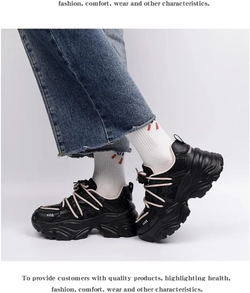 Korean Chunky Sneakers, Kawaii Academy Style, Cloud Sole with Hidden Heel Lift, Comfortable Stylish Non-Slip Platform Shoes for Women Outfit for Travel, for Daughter