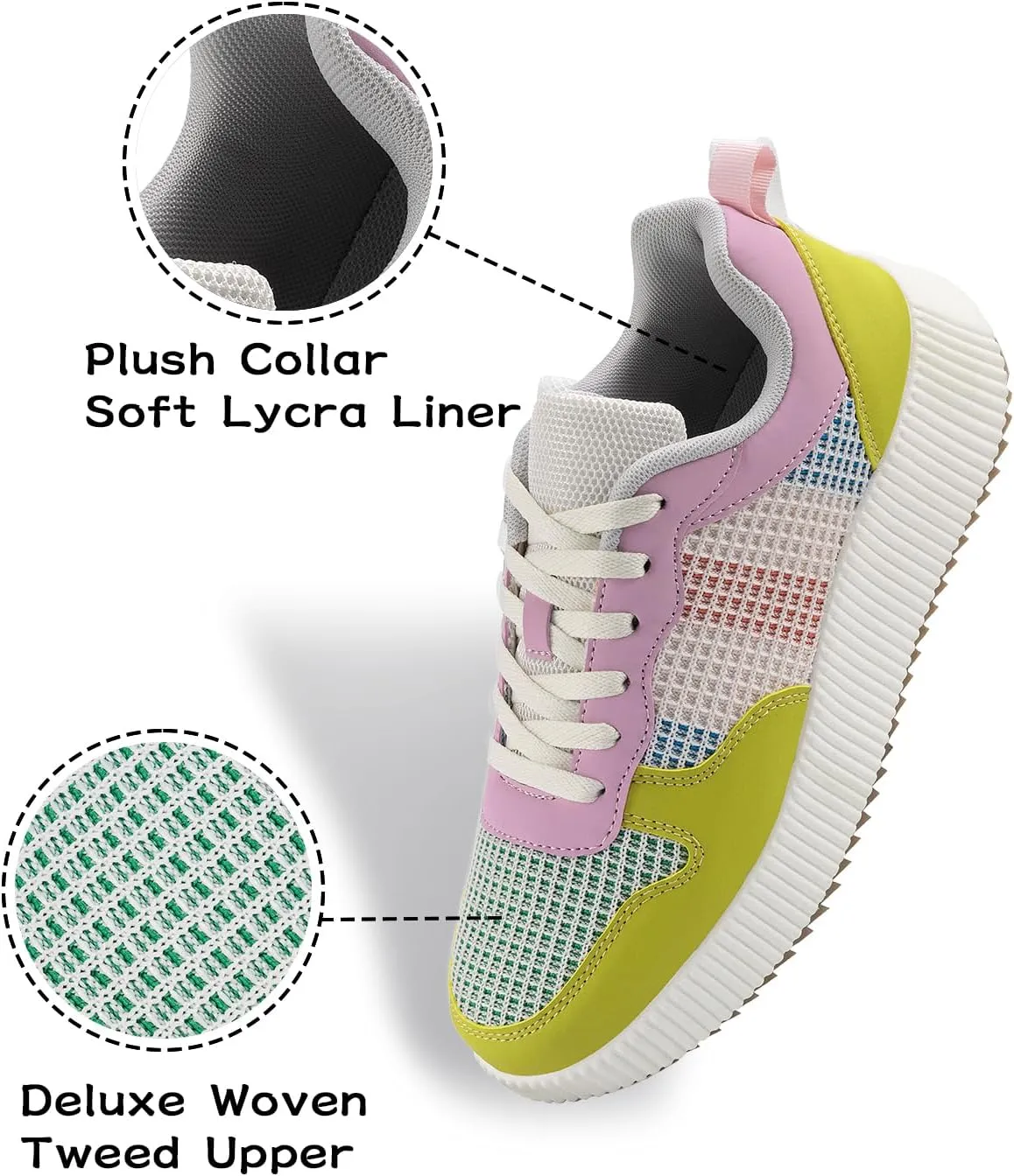 Kyedoo Women's Platform Chunky Sneakers Comfortable Casual Fashion Lace-up City Travel Walking Shoes