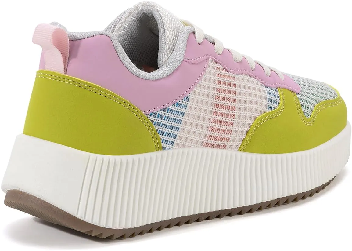 Kyedoo Women's Platform Chunky Sneakers Comfortable Casual Fashion Lace-up City Travel Walking Shoes