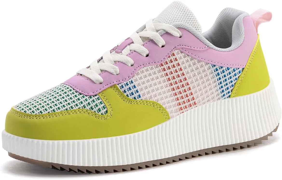 Kyedoo Women's Platform Chunky Sneakers Comfortable Casual Fashion Lace-up City Travel Walking Shoes