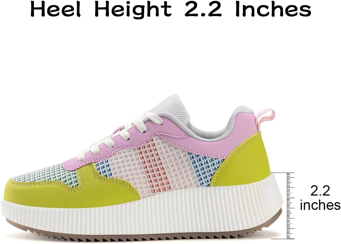 Kyedoo Women's Platform Chunky Sneakers Comfortable Casual Fashion Lace-up City Travel Walking Shoes