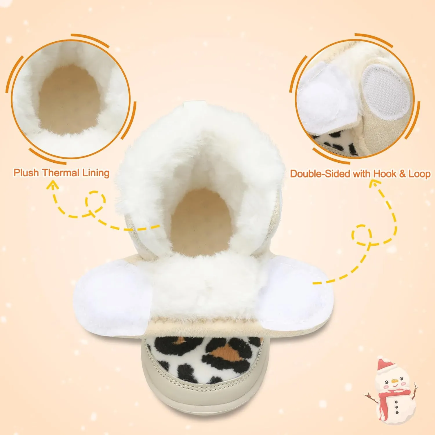 L-RUN Baby Boots for Infant Toddler Boys Girls Ankle Warm Suede Plush Lining House Slippers Little Kids Winter Shoes for Indoor Outdoor Walking