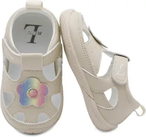 L-RUN Toddler Mary Jane Shoes Girls Casual Barefoot Sandals Breathable Princess Dress Flats Anti Slip Rubber Sole Infant First Walker Shoes for Outdoor Indoor