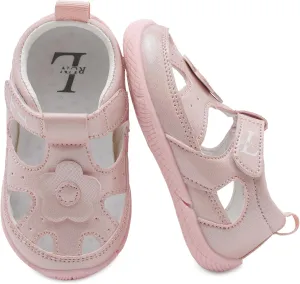 L-RUN Toddler Mary Jane Shoes Girls Casual Barefoot Sandals Breathable Princess Dress Flats Anti Slip Rubber Sole Infant First Walker Shoes for Outdoor Indoor