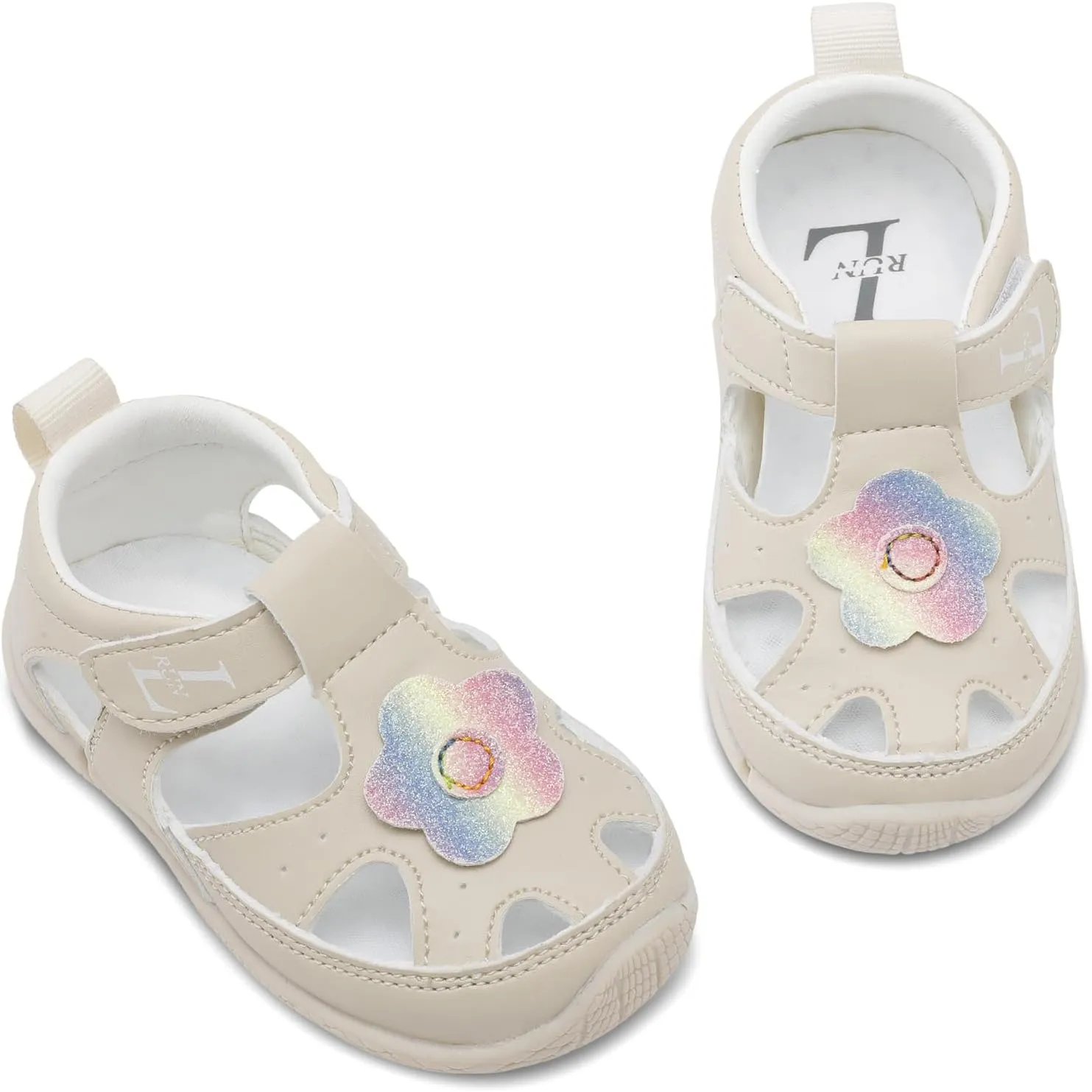 L-RUN Toddler Mary Jane Shoes Girls Casual Barefoot Sandals Breathable Princess Dress Flats Anti Slip Rubber Sole Infant First Walker Shoes for Outdoor Indoor
