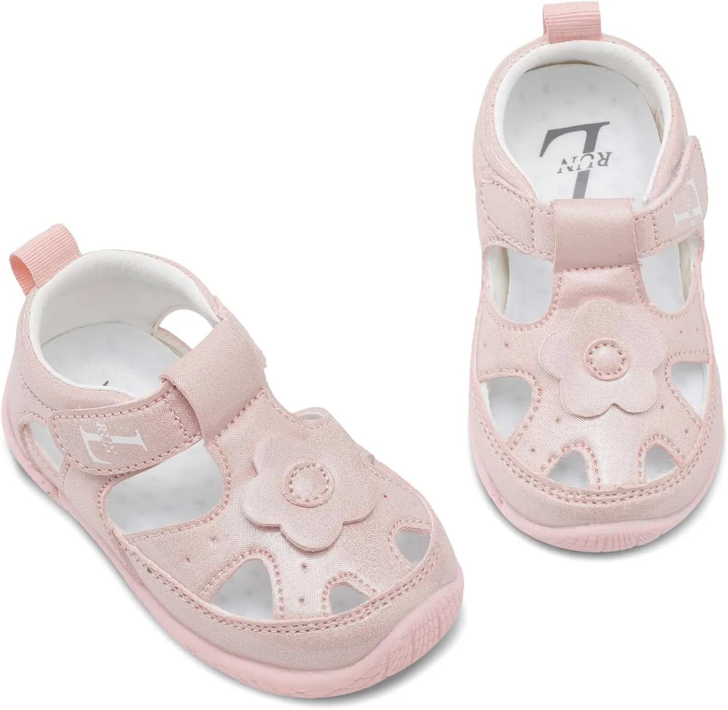 L-RUN Toddler Mary Jane Shoes Girls Casual Barefoot Sandals Breathable Princess Dress Flats Anti Slip Rubber Sole Infant First Walker Shoes for Outdoor Indoor