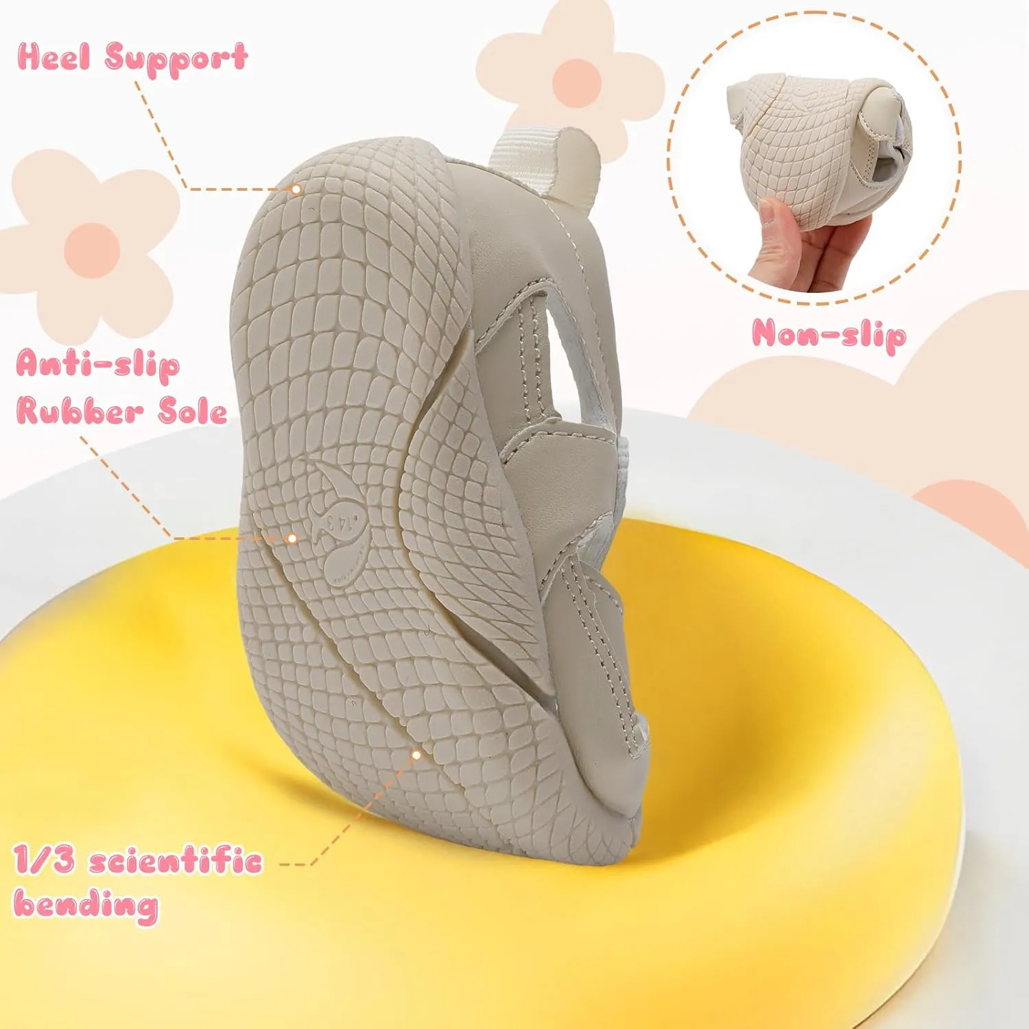L-RUN Toddler Mary Jane Shoes Girls Casual Barefoot Sandals Breathable Princess Dress Flats Anti Slip Rubber Sole Infant First Walker Shoes for Outdoor Indoor
