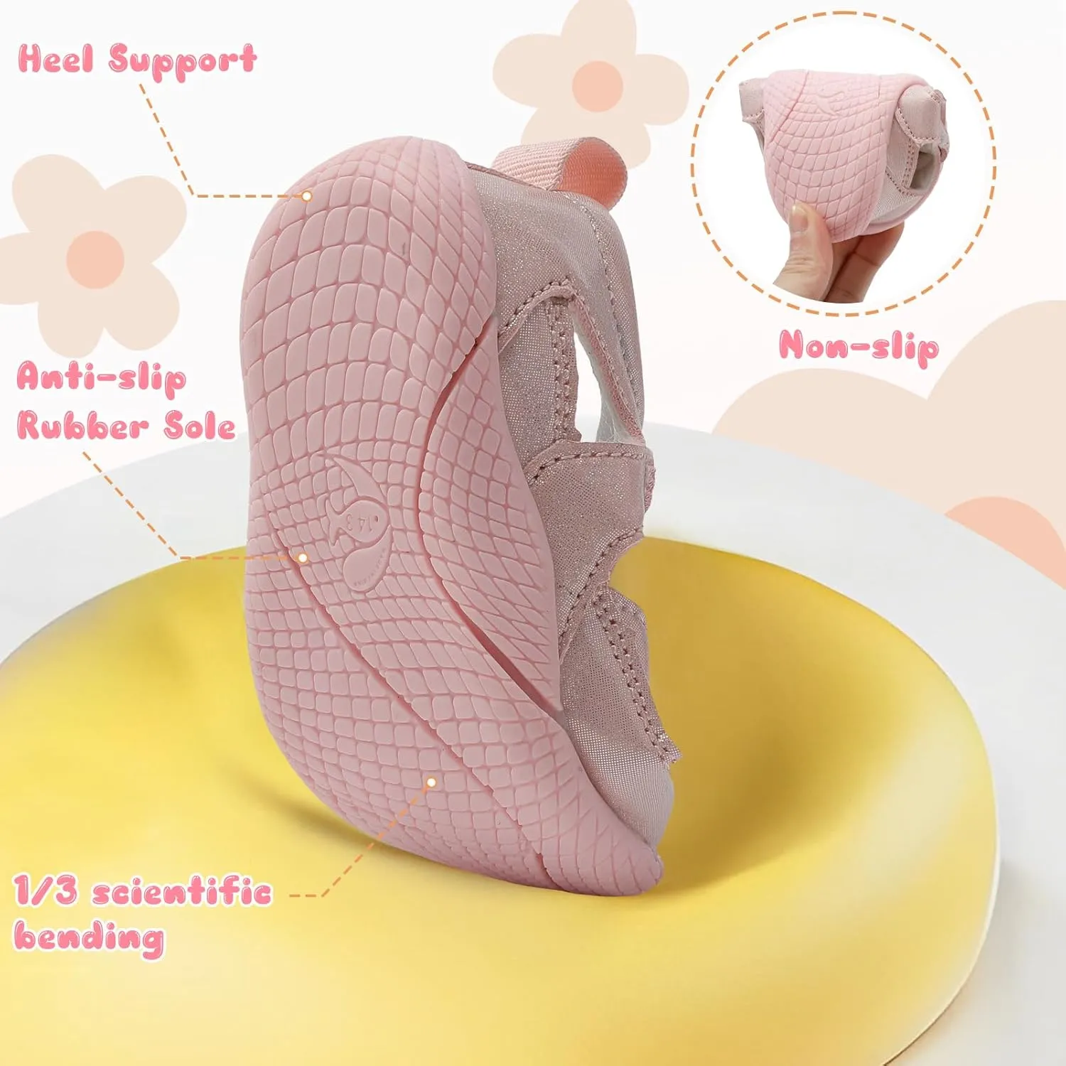 L-RUN Toddler Mary Jane Shoes Girls Casual Barefoot Sandals Breathable Princess Dress Flats Anti Slip Rubber Sole Infant First Walker Shoes for Outdoor Indoor