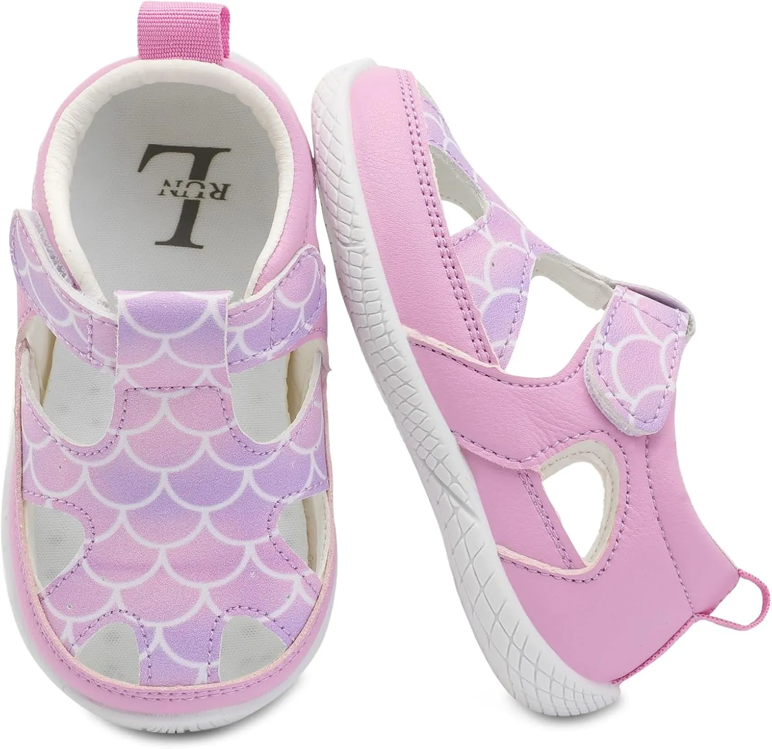 L-RUN Toddler Mary Jane Shoes Girls Casual Barefoot Sandals Breathable Princess Dress Flats Anti Slip Rubber Sole Infant First Walker Shoes for Outdoor Indoor