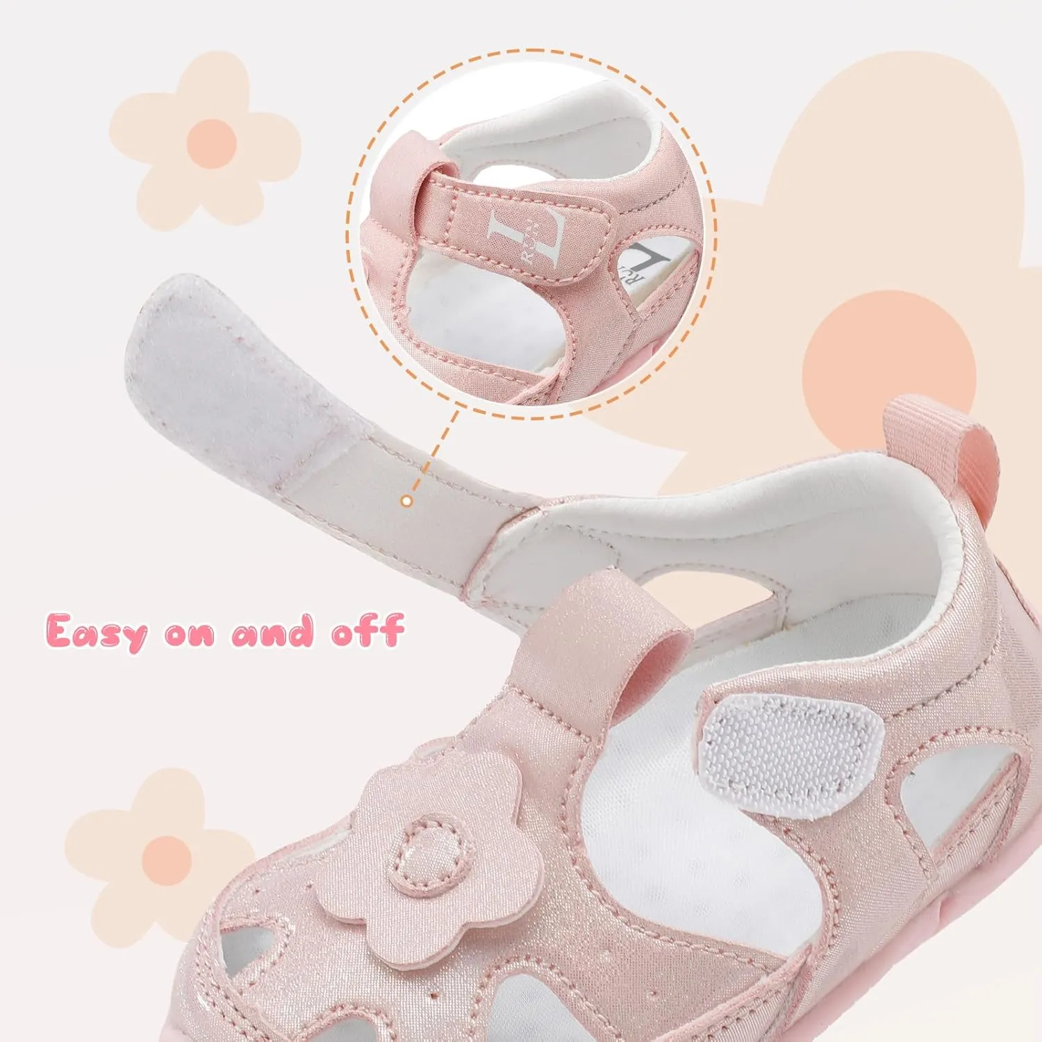 L-RUN Toddler Mary Jane Shoes Girls Casual Barefoot Sandals Breathable Princess Dress Flats Anti Slip Rubber Sole Infant First Walker Shoes for Outdoor Indoor