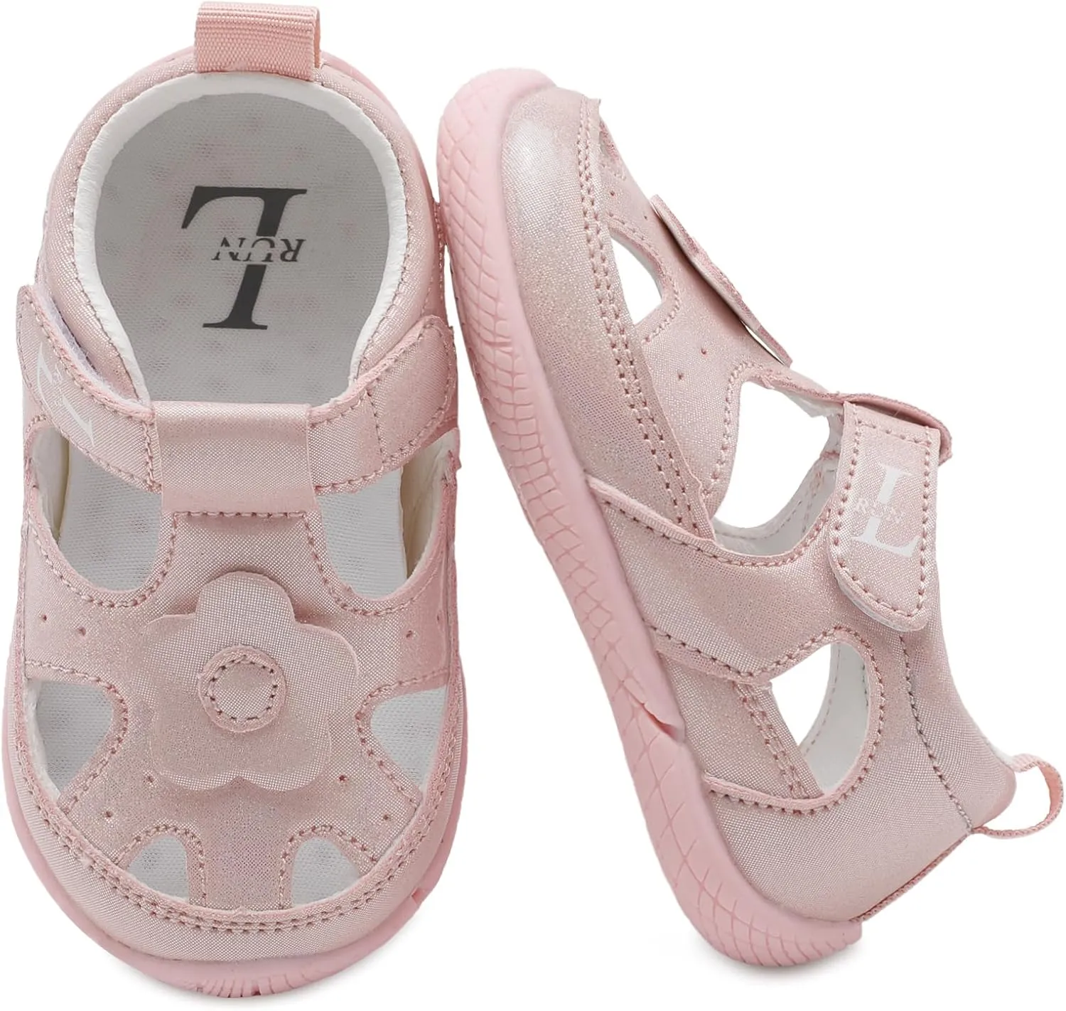 L-RUN Toddler Mary Jane Shoes Girls Casual Barefoot Sandals Breathable Princess Dress Flats Anti Slip Rubber Sole Infant First Walker Shoes for Outdoor Indoor