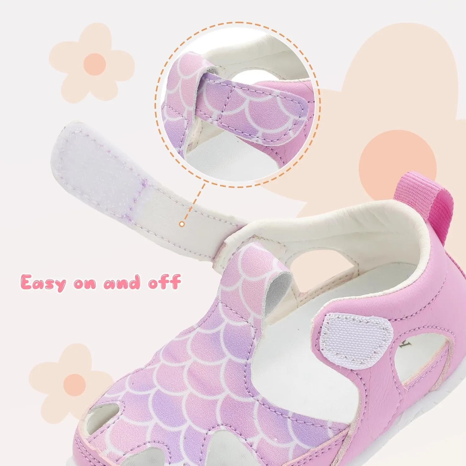 L-RUN Toddler Mary Jane Shoes Girls Casual Barefoot Sandals Breathable Princess Dress Flats Anti Slip Rubber Sole Infant First Walker Shoes for Outdoor Indoor