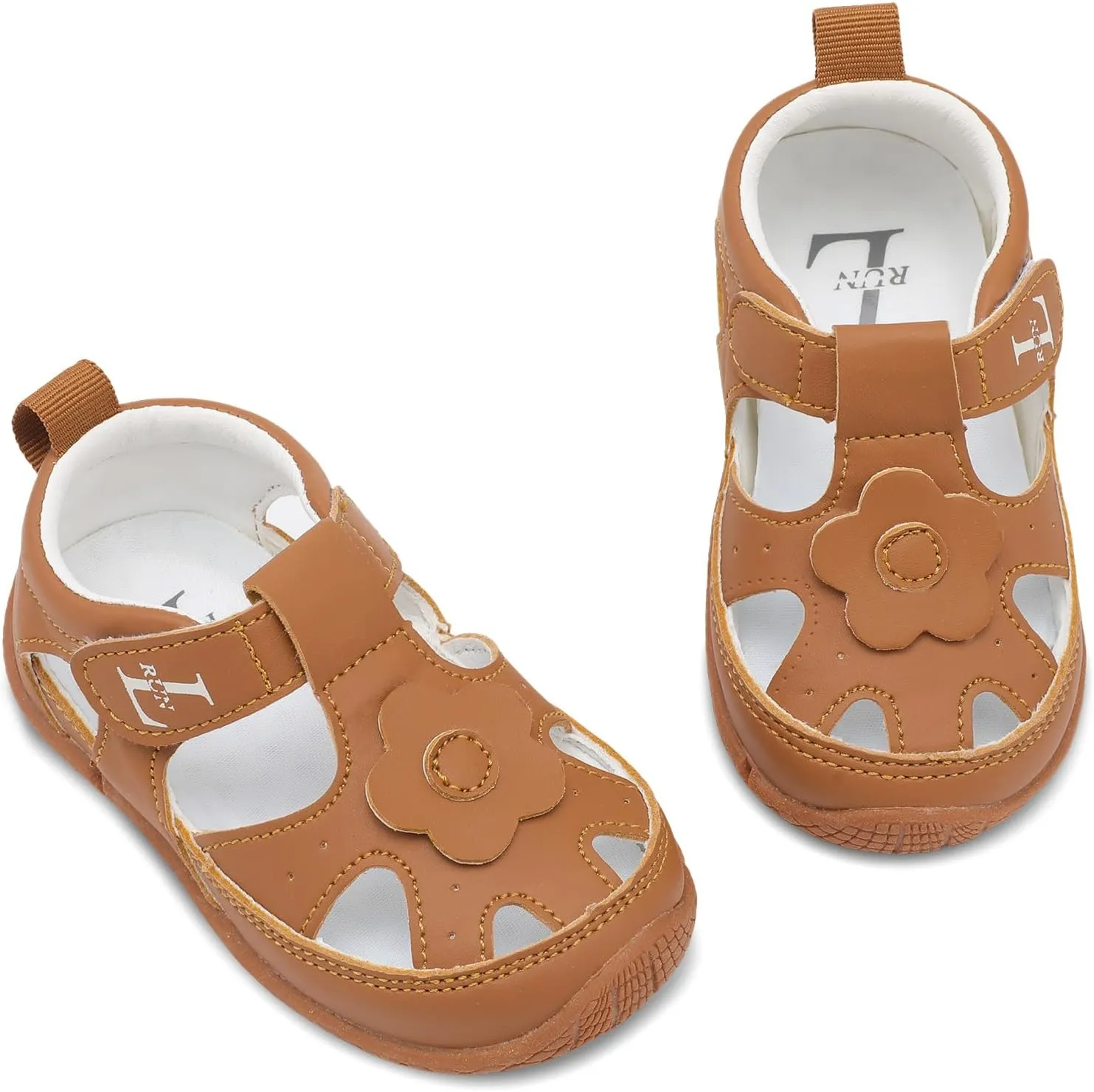 L-RUN Toddler Mary Jane Shoes Girls Casual Barefoot Sandals Breathable Princess Dress Flats Anti Slip Rubber Sole Infant First Walker Shoes for Outdoor Indoor
