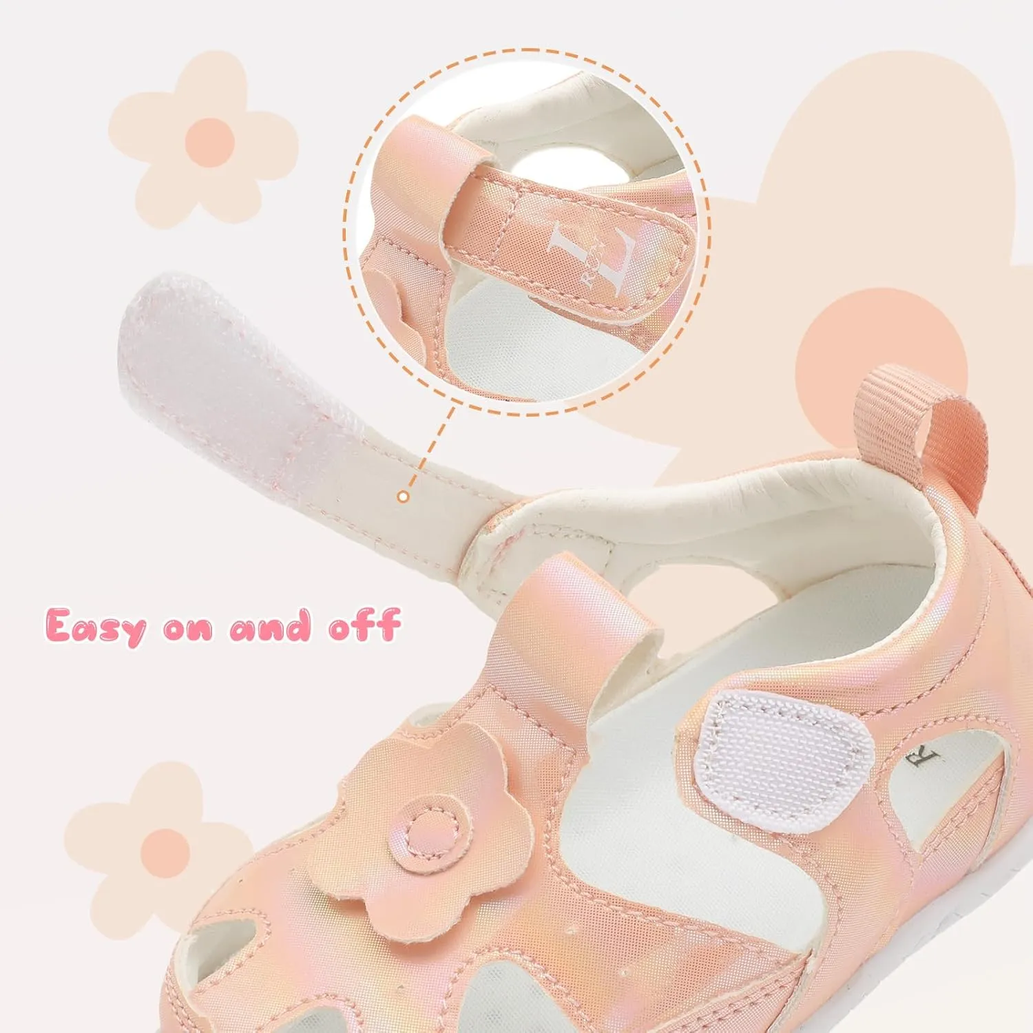 L-RUN Toddler Mary Jane Shoes Girls Casual Barefoot Sandals Breathable Princess Dress Flats Anti Slip Rubber Sole Infant First Walker Shoes for Outdoor Indoor