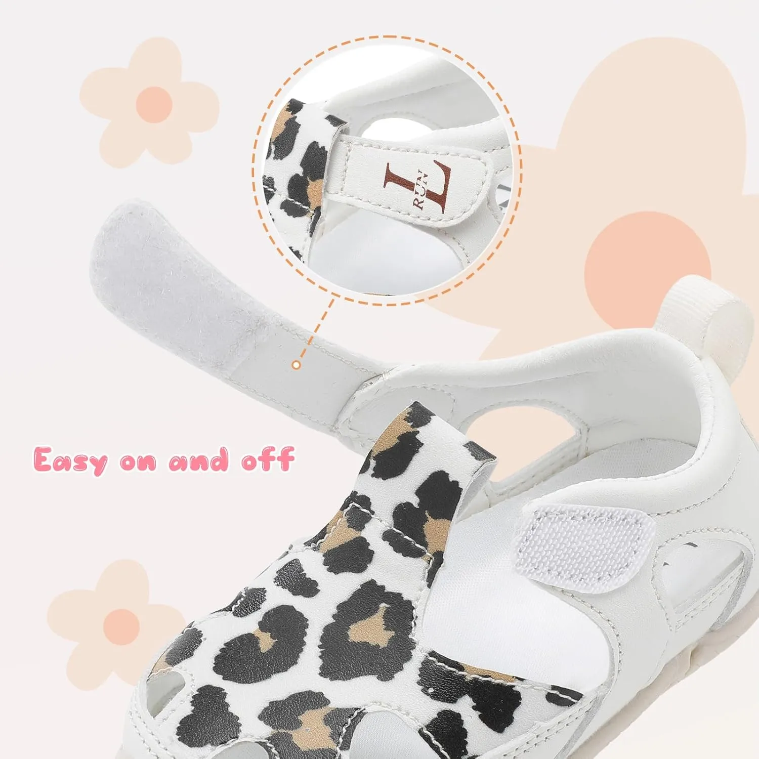 L-RUN Toddler Mary Jane Shoes Girls Casual Barefoot Sandals Breathable Princess Dress Flats Anti Slip Rubber Sole Infant First Walker Shoes for Outdoor Indoor