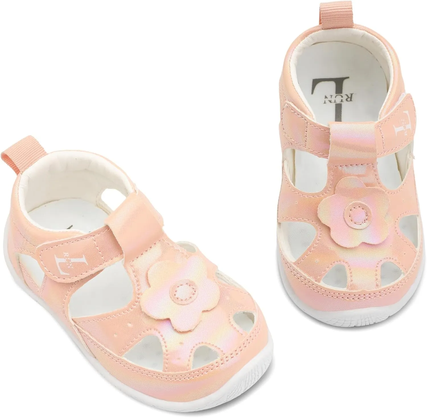 L-RUN Toddler Mary Jane Shoes Girls Casual Barefoot Sandals Breathable Princess Dress Flats Anti Slip Rubber Sole Infant First Walker Shoes for Outdoor Indoor