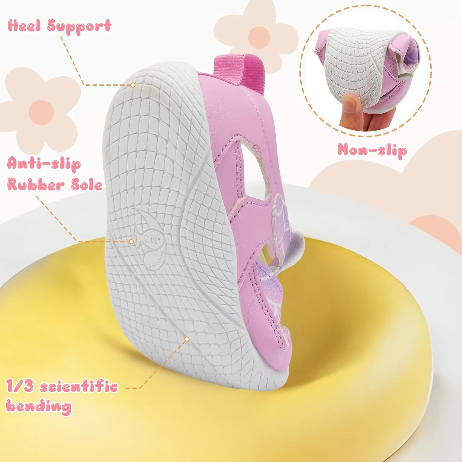 L-RUN Toddler Mary Jane Shoes Girls Casual Barefoot Sandals Breathable Princess Dress Flats Anti Slip Rubber Sole Infant First Walker Shoes for Outdoor Indoor