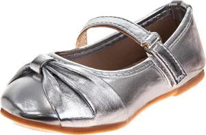 Laura Ashley Girl Flats Dress Sandals - Ballet Bow Party Shoes, (Toddler - Little Kid - Big Kid)