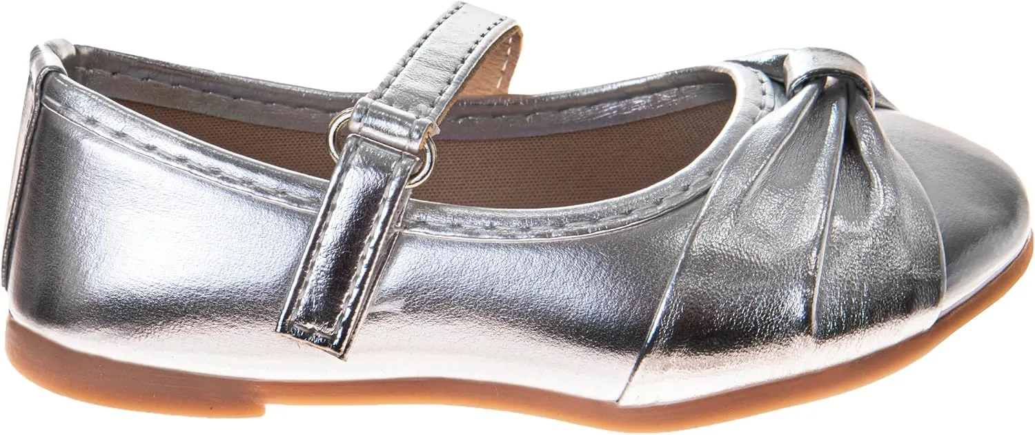 Laura Ashley Girl Flats Dress Sandals - Ballet Bow Party Shoes, (Toddler - Little Kid - Big Kid)